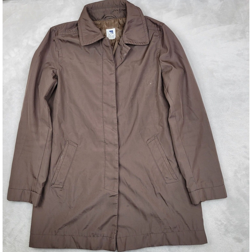 Gap Jacket Womens Small Rain Coat Button Up Trench Long‎ Brown Pockets Adult